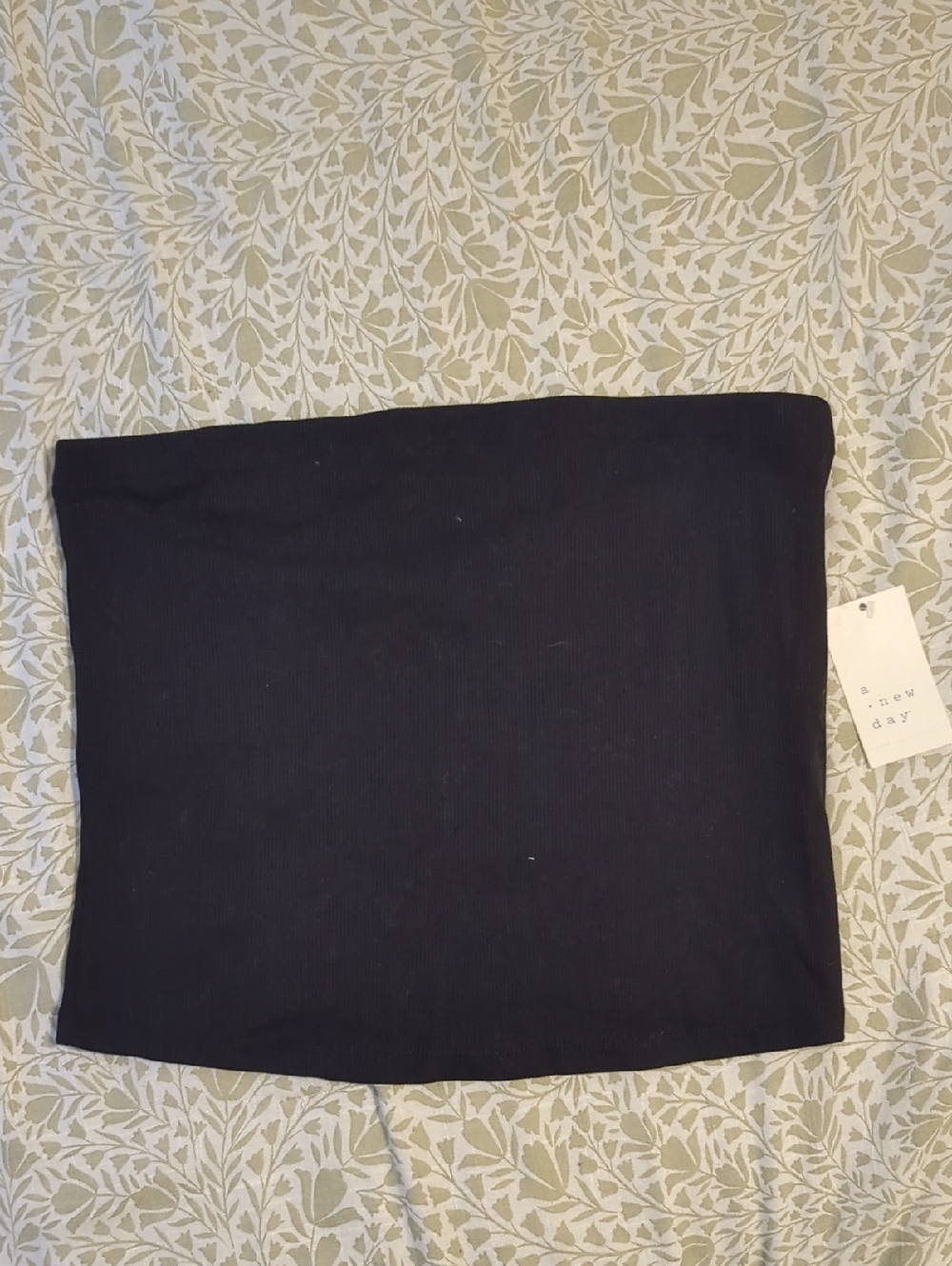 a new day Black Ribbed Strapless Tube Top